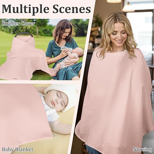 Miniatura 7 de Cubierta de muselina para lactancia materna, suave y transpirable, de algodón, para mujeres, cubierta de lactancia materna de privacidad completa,