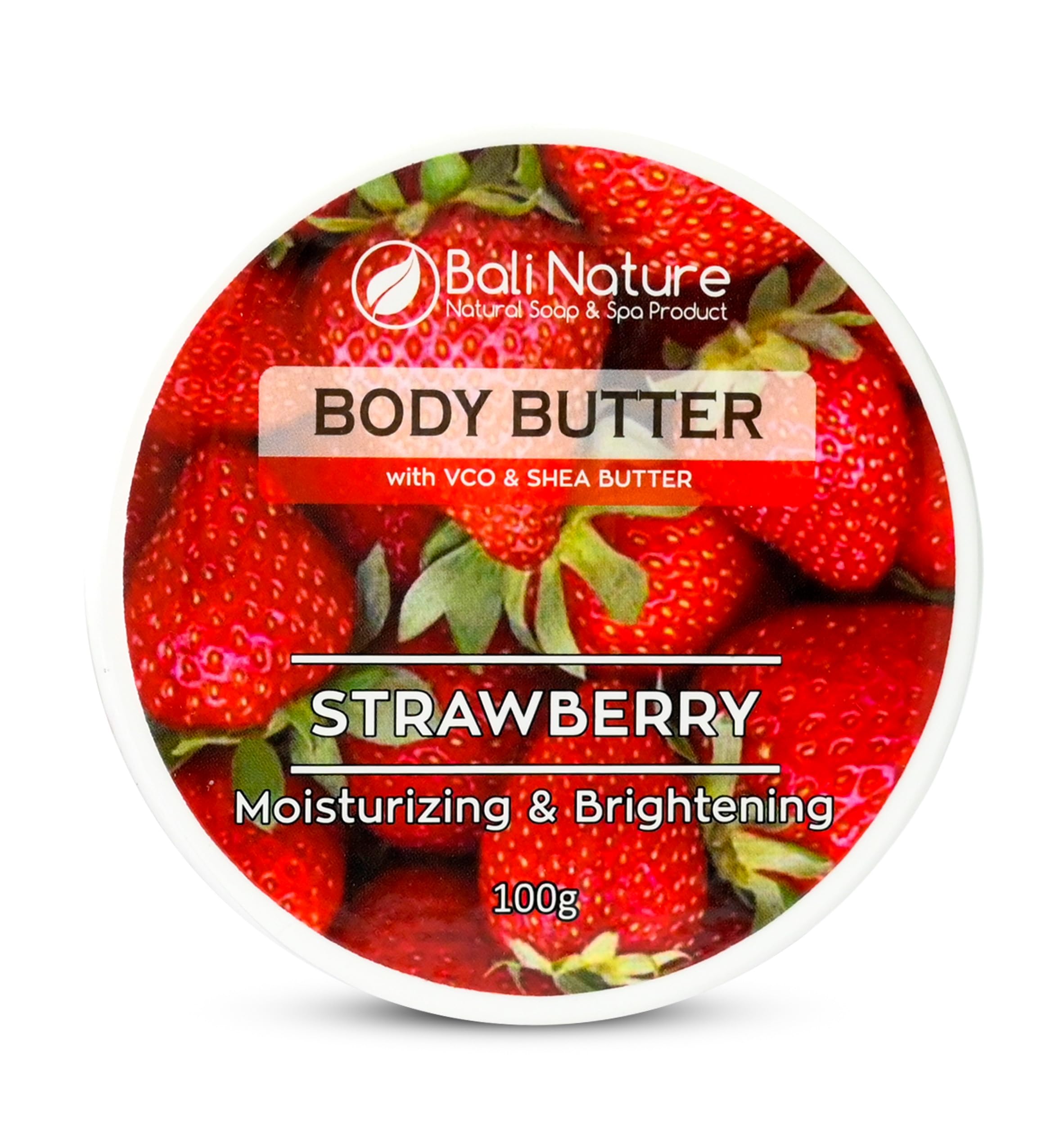 Body Butter with VCO & Shea Butter, 100g, Moisturizing & Soothing (Regular, Strawberry)