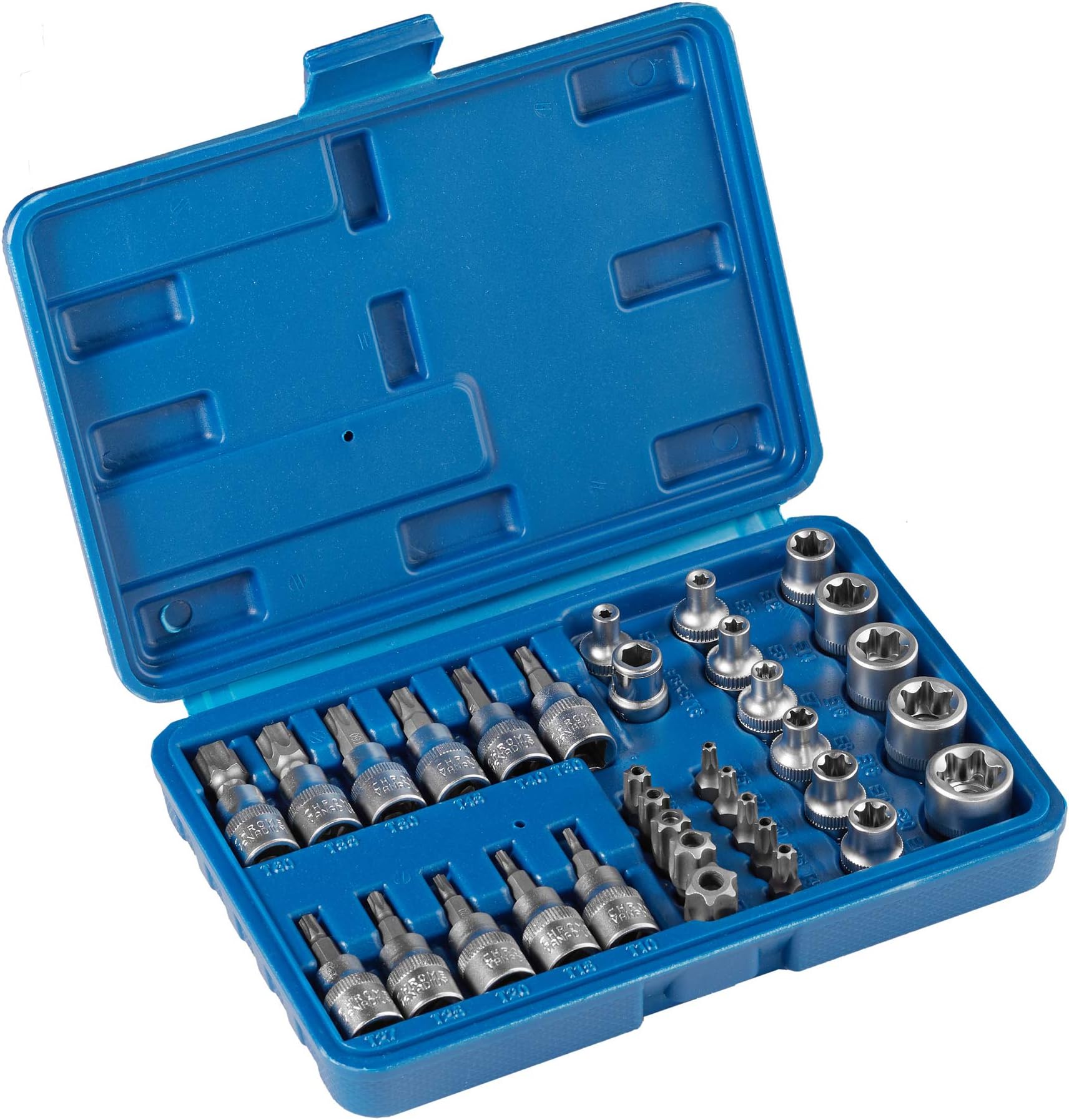 Jeu De 10 Clés Douille Mâle Torx 1/2 - T20 à T70, FERVI 0622, Neuf