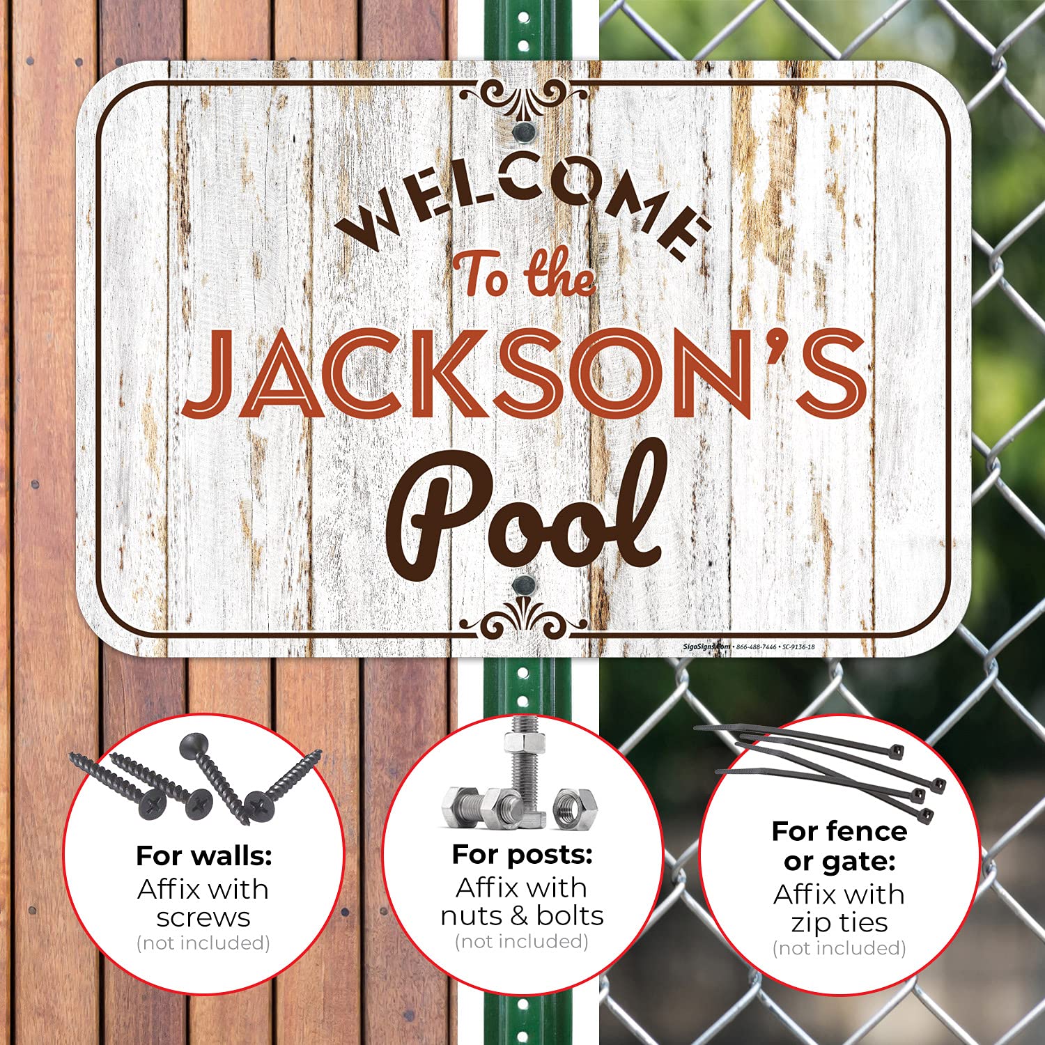 Custom Pool Sign, for Dad and Him Welcome to The Pool for Sign, 12x18 Inches, Rust Free .063 Aluminum, Fade Resistant, Made in USA by Sigo Signs
