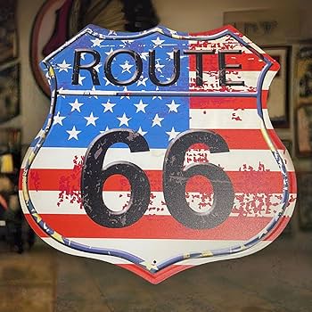 Amazon | 30×30cm ブリキ 看板 プレート ROUTE ルート 66 USA