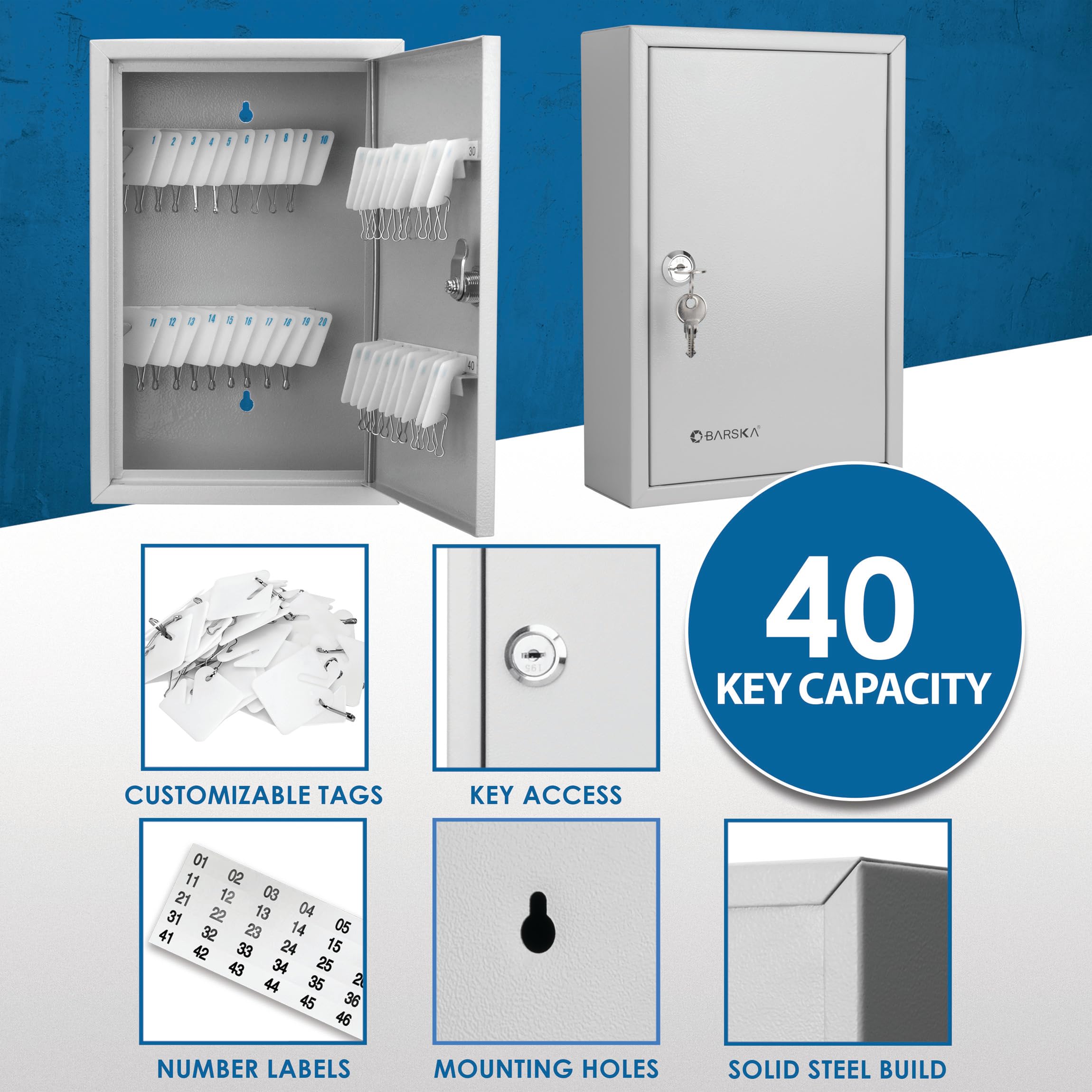 Key Lock Box With Code Barska 40-Key Digital Wall Mount Key Cabinet ...