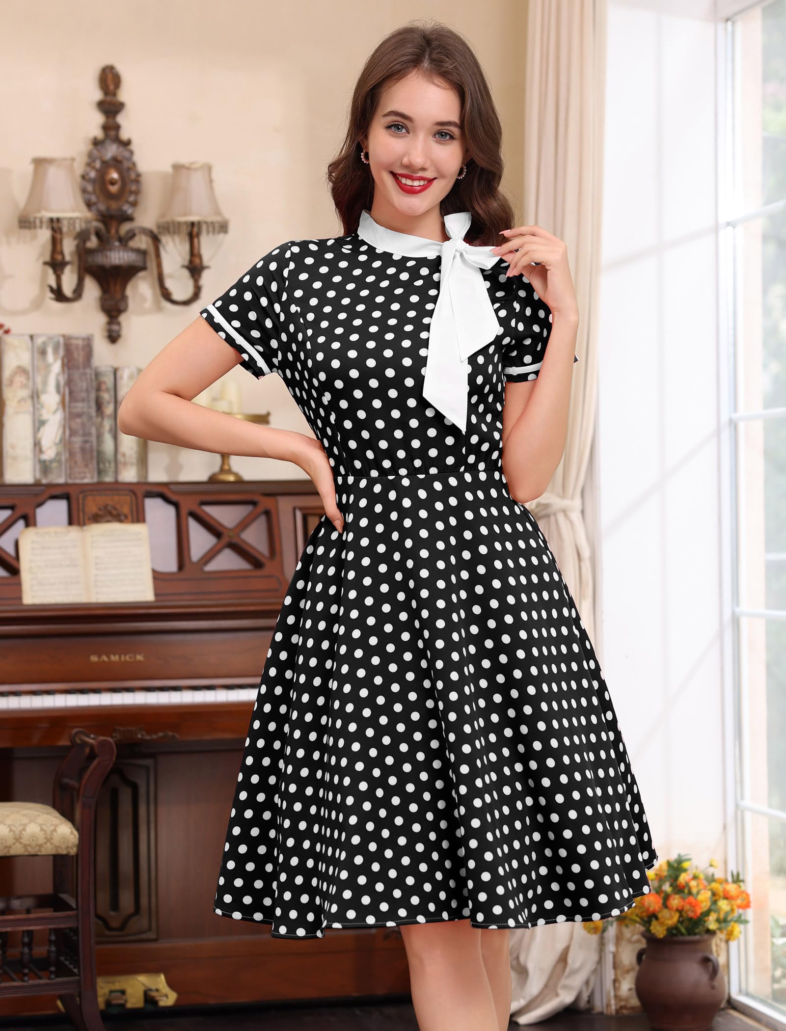 Robe de Cocktail Vintage en Maille avec Broderie Florale pour Femme - Robe de Cocktail - Robe de soirée Gothique des années 1950