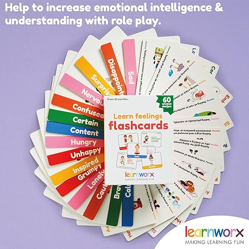 Miniatura 8 de Tarjetas de emociones para niños, juego de cartas de sentimientos, 60 tarjetas de emoción y sentimiento para niños, tarjetas de aprendizaje de