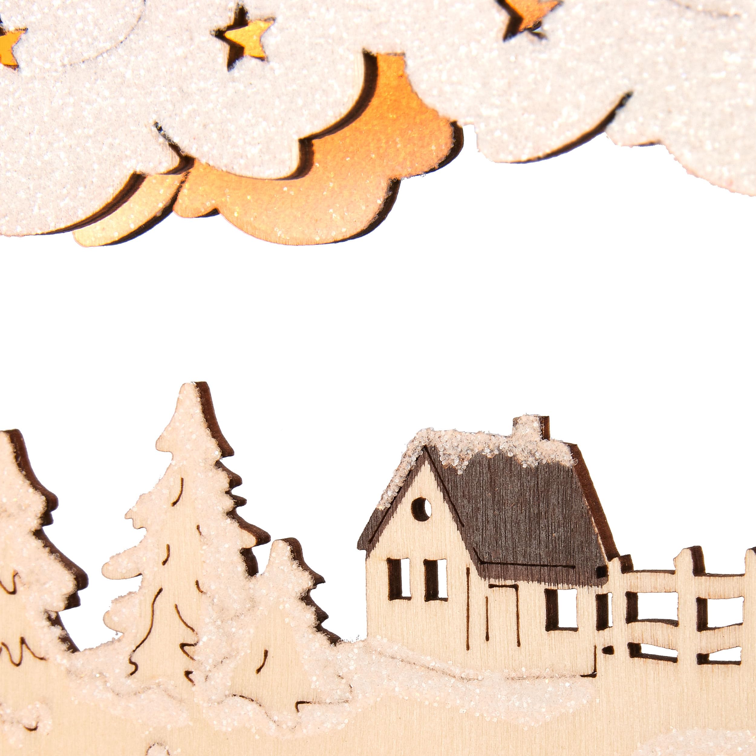 BRUBAKER 3D Lichterbogen - LED Schwibbogen - Sternsinger - LED-Beleuchtung mit Batterie und Kabel - Holz Natur - 27 x 40 x 7,5 cm - Handbemalte Figuren - Weihnachtsdeko für Tisch und Fenster