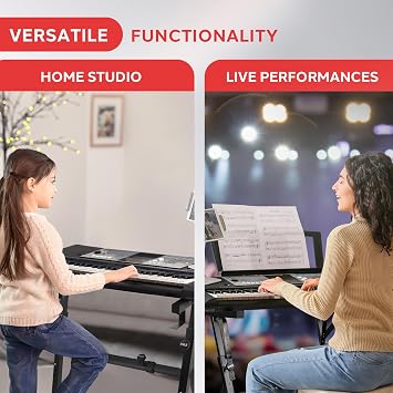 Heavy Duty Folding Keyboard Stand - Sturdy Reinforced Z Design W/ Adjustable Width & Height, Foam Padded Arms, Digital Piano Stand, Fits 54-88 Key Electric Pianos, For Travel & Storage - Pyle PKST38