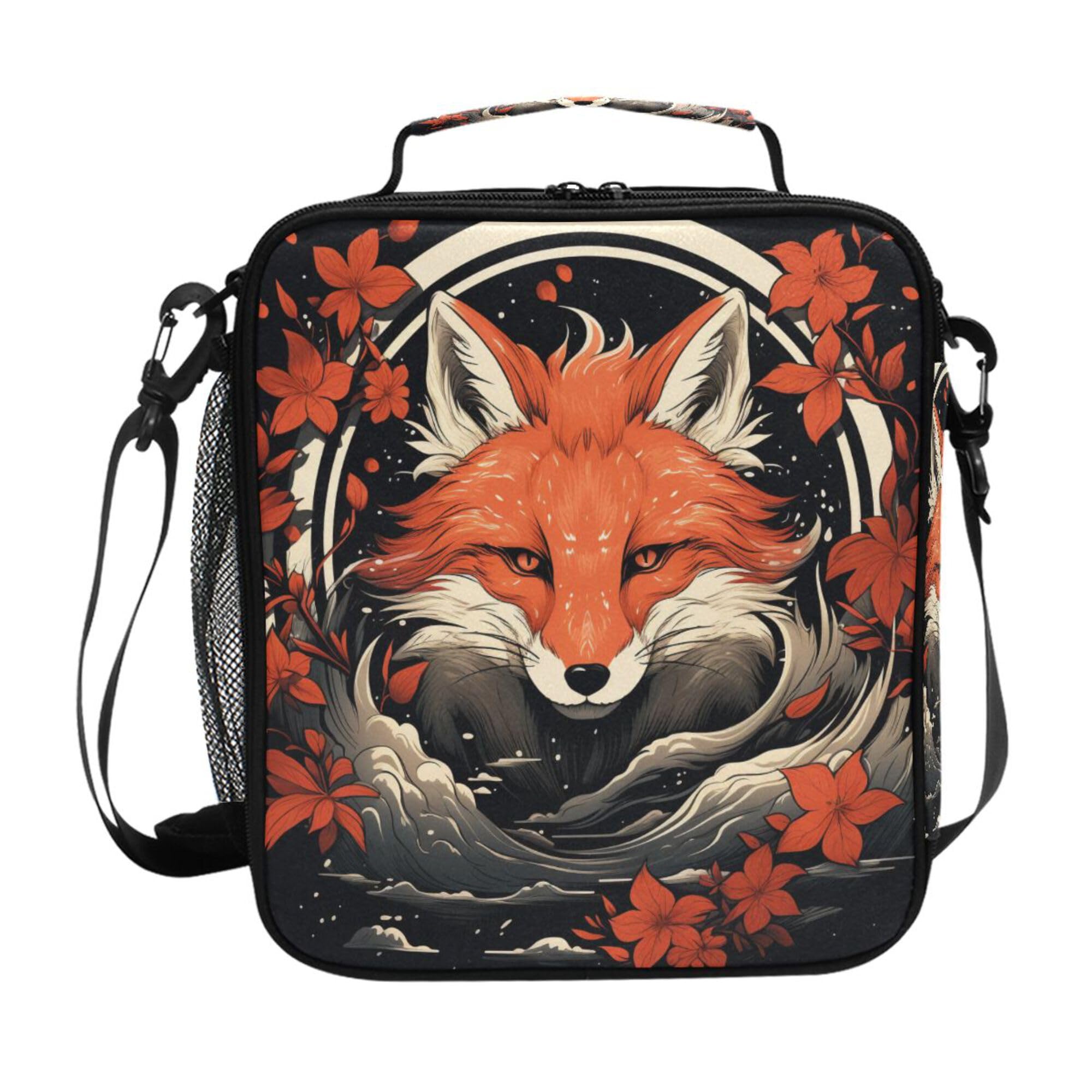 Lunch Bags for Kids Boys Girls Toddler, Fox and Flowers Reusable Insulated Lunch Box, Lunch Cooler Bag Organizer with Adjustable Shoulder Strap โ image 1