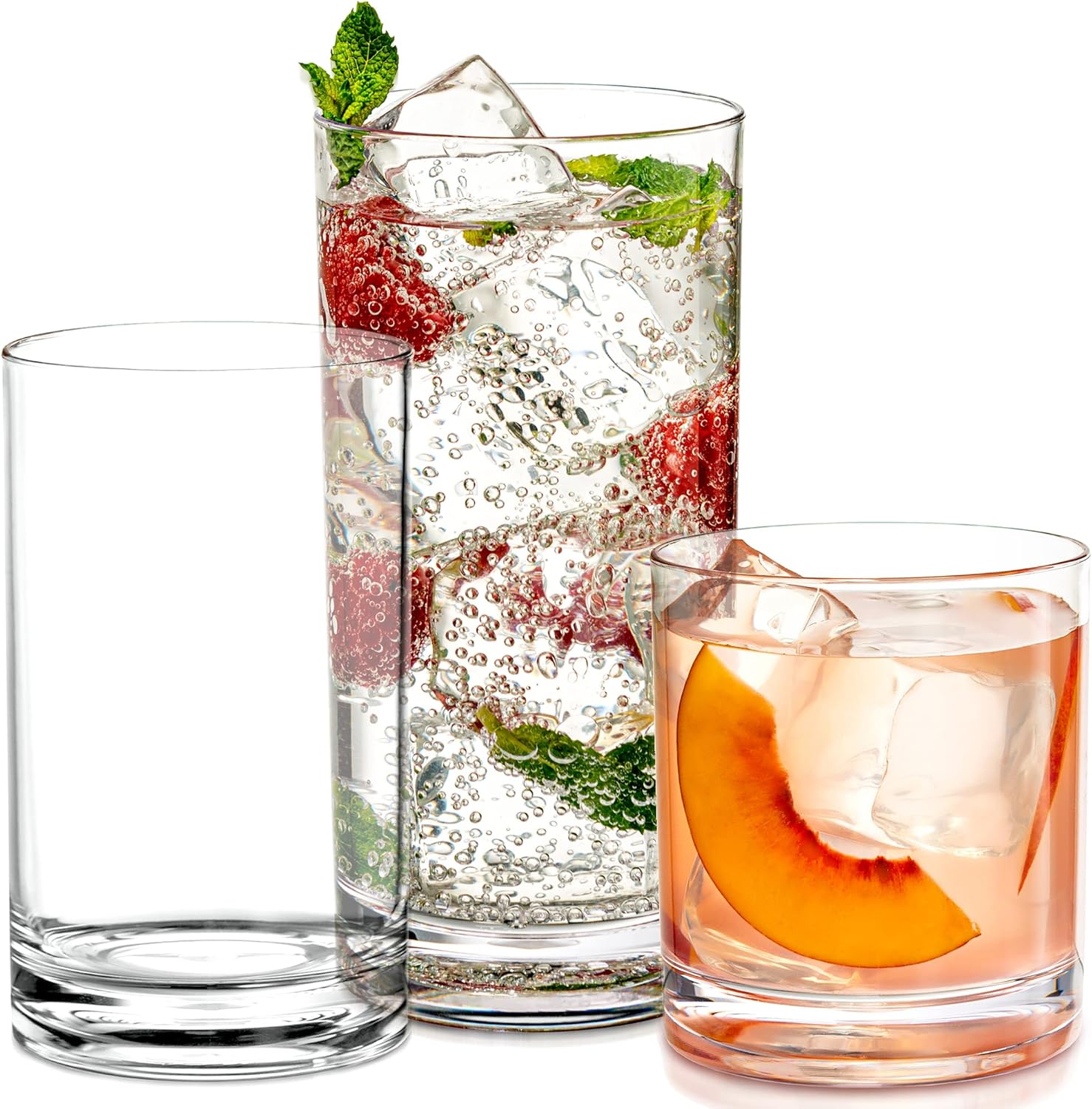 Acrylic Drinking Glasses [Set of 18] Glassware Set Includes