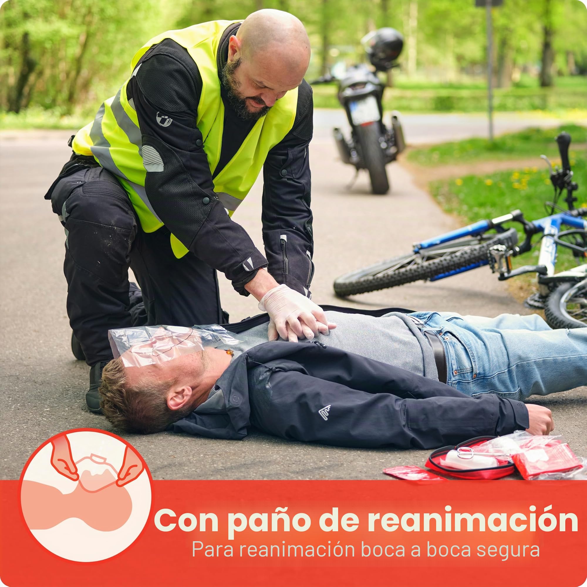 PURAHELP Botiquin Moto - Kit Emergencia Moto - Cumple con la Norma DIN 13167 - Kit Supervivencia Moto