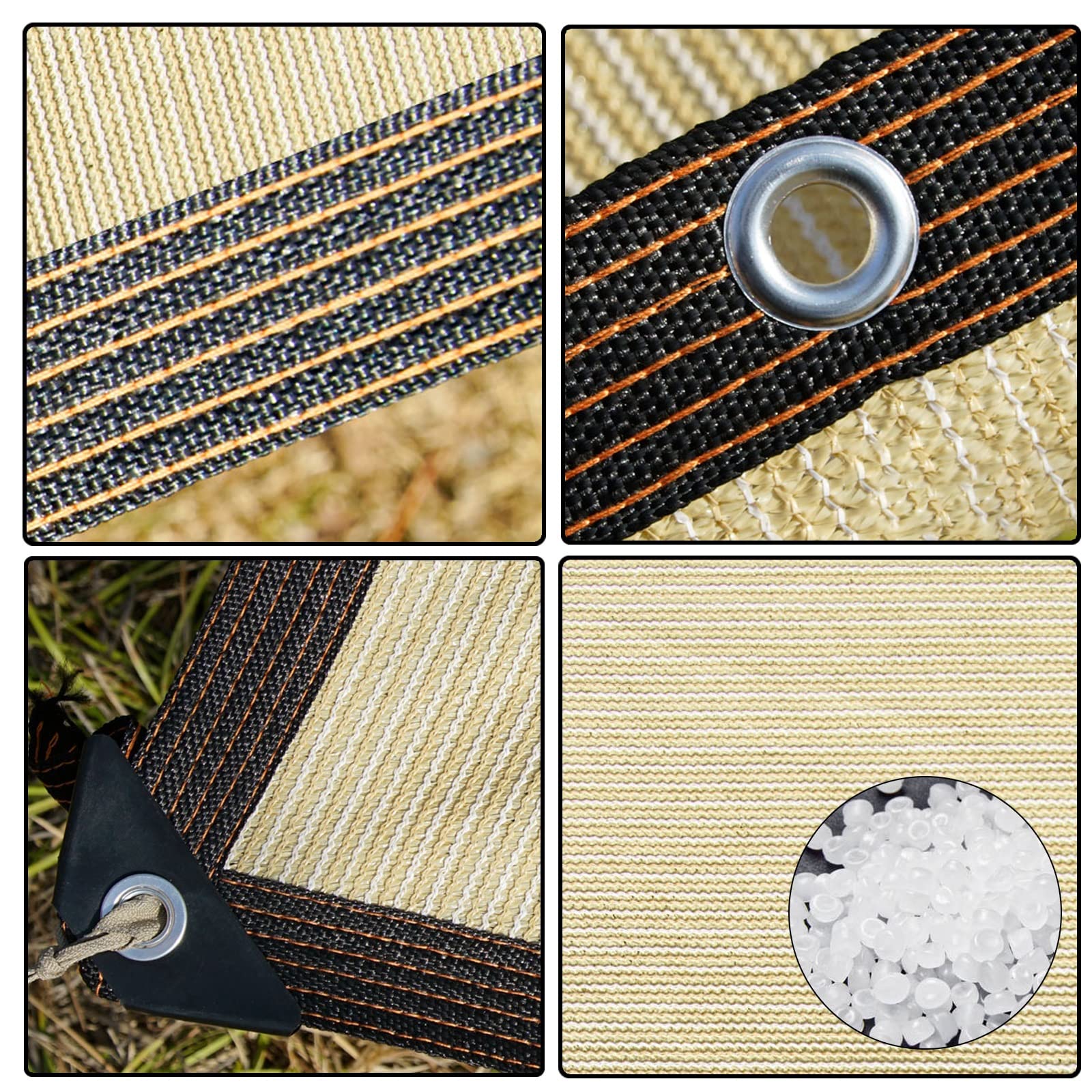 Exterior Vela De Sombra, Malla Ocultacion con Ojales 3x5m 3x8m 4x4 4x8m 5x6m 5x10m Tela De Sombreo Beige para Invernadero Exterior Patio Balcón Cochera(Tamaño:2X12M)