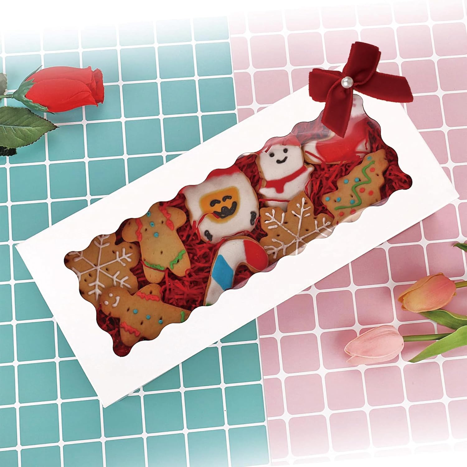 60pcs Mini Velevt Ribbon Bows 1 Inch with Pearl Ribbon Flowers Appliques DIY Craft for Sewing, Scrapbooking, Wedding, Gift,Christmas Decoration(Burgundy) - Image 4