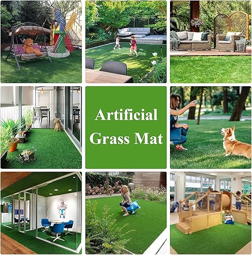 Miniatura 7 de Alfombra de césped artificial de 0.8 pulgadas, para interior y exterior, para jardín, césped sintético, para césped, alfombra de césped artificial