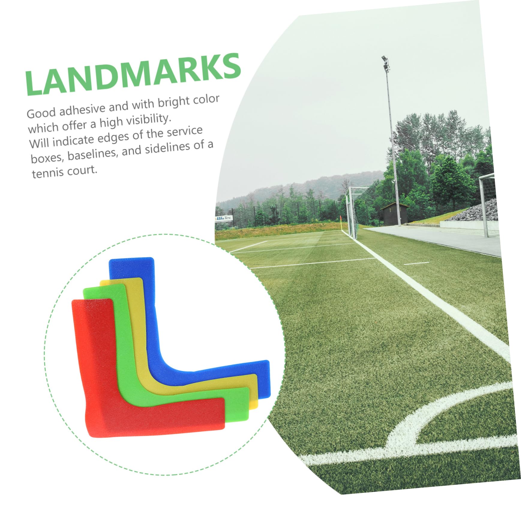 Toyvian Marcatori per Pavimenti in PVC, 4 Unitá, Angolo Retto, Resistenti agli Strappi e Antiscivolo, per Allenamento Sportivo e Campi da Tennis