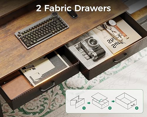 Miniatura 6 de AODK Escritorio para computadora con 4 cajones, escritorio de oficina de 48 pulgadas con toma de corriente, escritorio de oficina en casa con