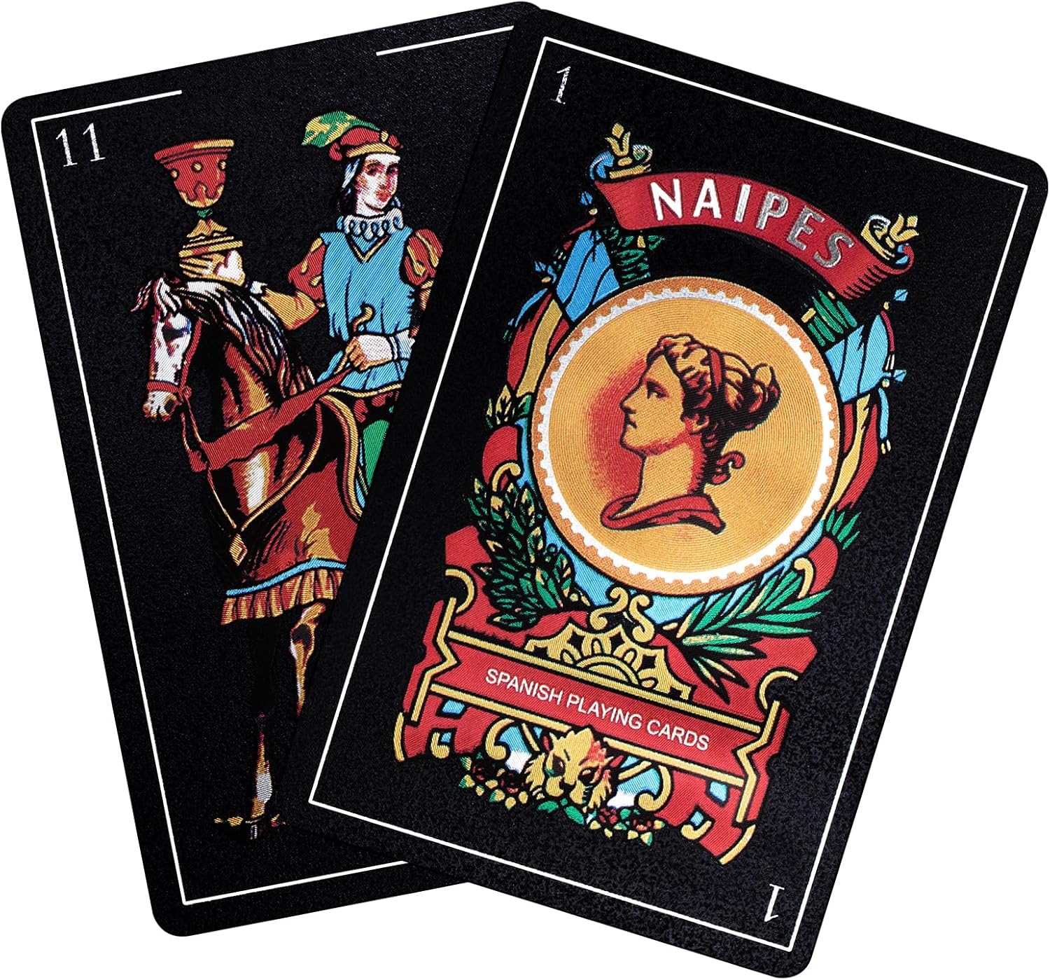 Spanish Playing Cards Original Cartas Españolas, Baraja Española, Waterproof Briscas Cards Puerto Rico, Mexican Plastico Black 1 Pack