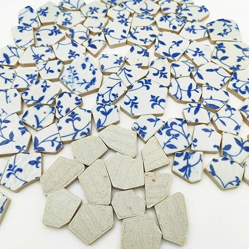 Miniatura 3 de Azulejos de mosaico de cerámica de porcelana de 1.1 libras, azulejos de mosaico irregulares rotos para suelo de manualidades, cocina, piscina,