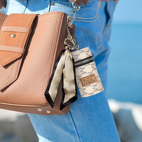 Miniatura 6 de Adorila Paquete de 2 llaveros para lápiz labial, organizador de lápiz labial de cuero para monedero, esmalte de uñas, mini estuche para lápiz