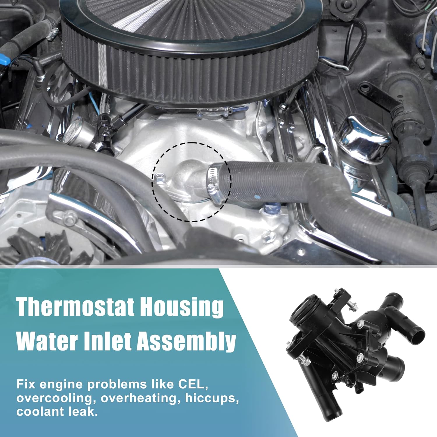 X AUTOHAUX 2702000615 Engine Coolant Thermostat Housing Assembly for Mercedes-Benz CLA250 CLA45 2.0L 2702002200 2702000415