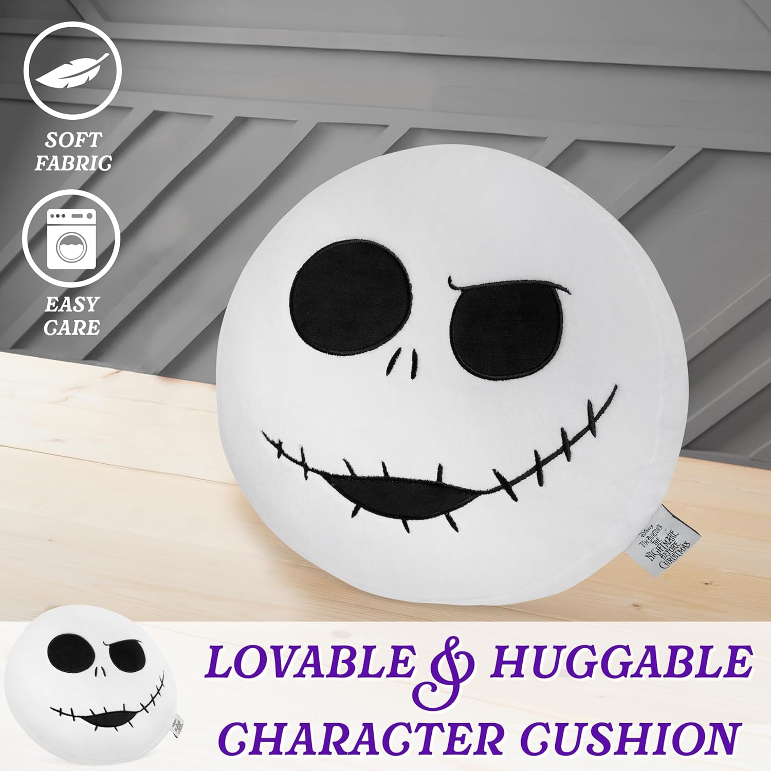 Disney Stitch 3D Plush Cushions for Bed Travel, Cute Cuddle Pillow Stuffed Character Pillow, Bedroom Accessories, Room Decor, Gifts for Kids (White Jack)
