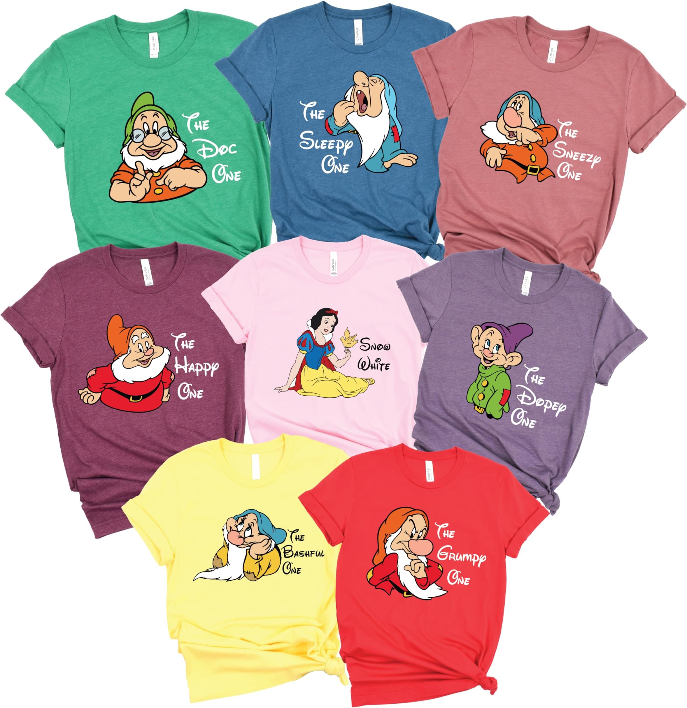 Seven Dwarfs Shirts - Customized Snow White and Seven Dwarfs T-Shirt for Kids and Adults
