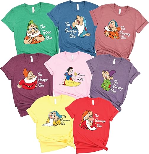 Seven Dwarfs Shirts – Customized Snow White and Seven Dwarfs T-Shirt for Kids and Adults