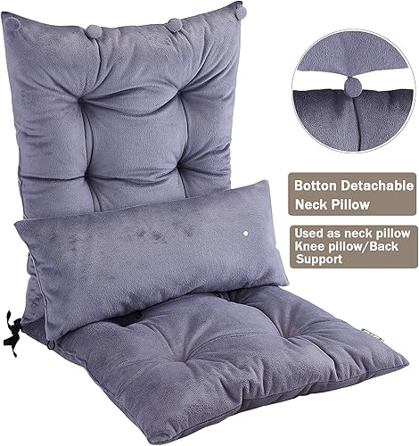 Miniatura 3 de Big Hippo Cojín para silla mecedora, suave y grueso, con soporte de respaldo de almohada desmontable para el cuello, cómodo cojín para silla con