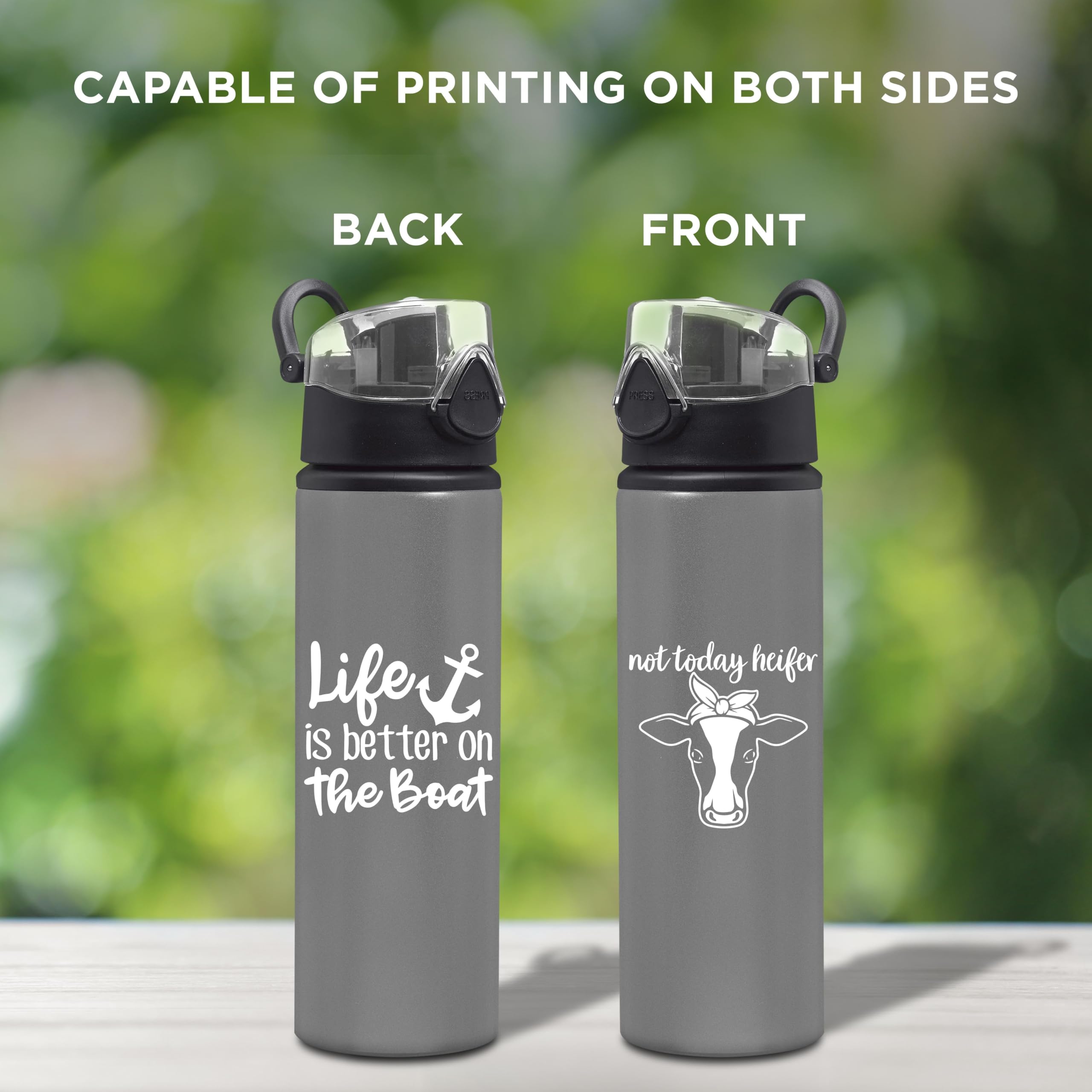 Custom aluminum water bottles with carabiner clips for outdoor activities