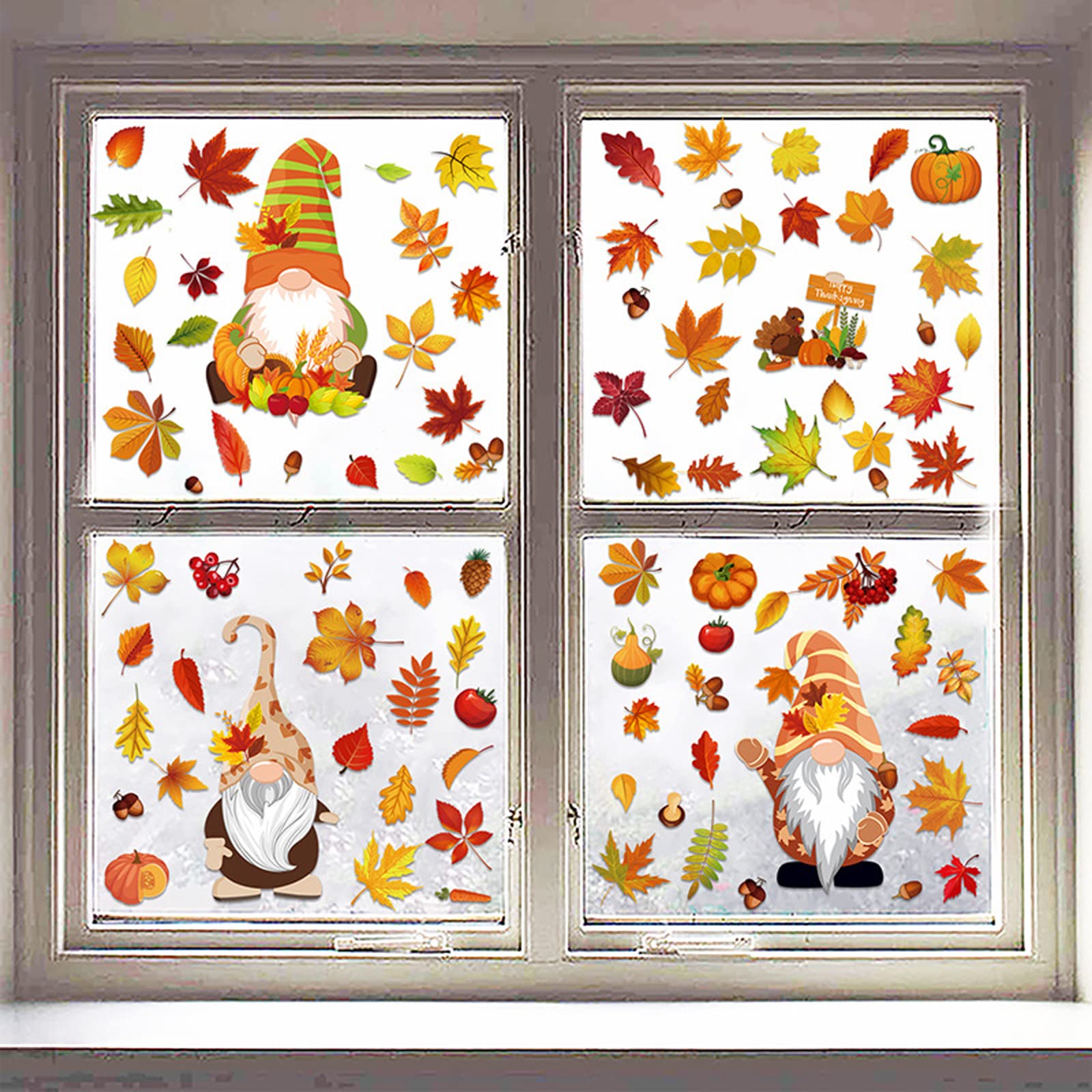 Thanksgiving Fensteraufkleber - Herbstliche Deko Mit Ahornblättern & Beeren