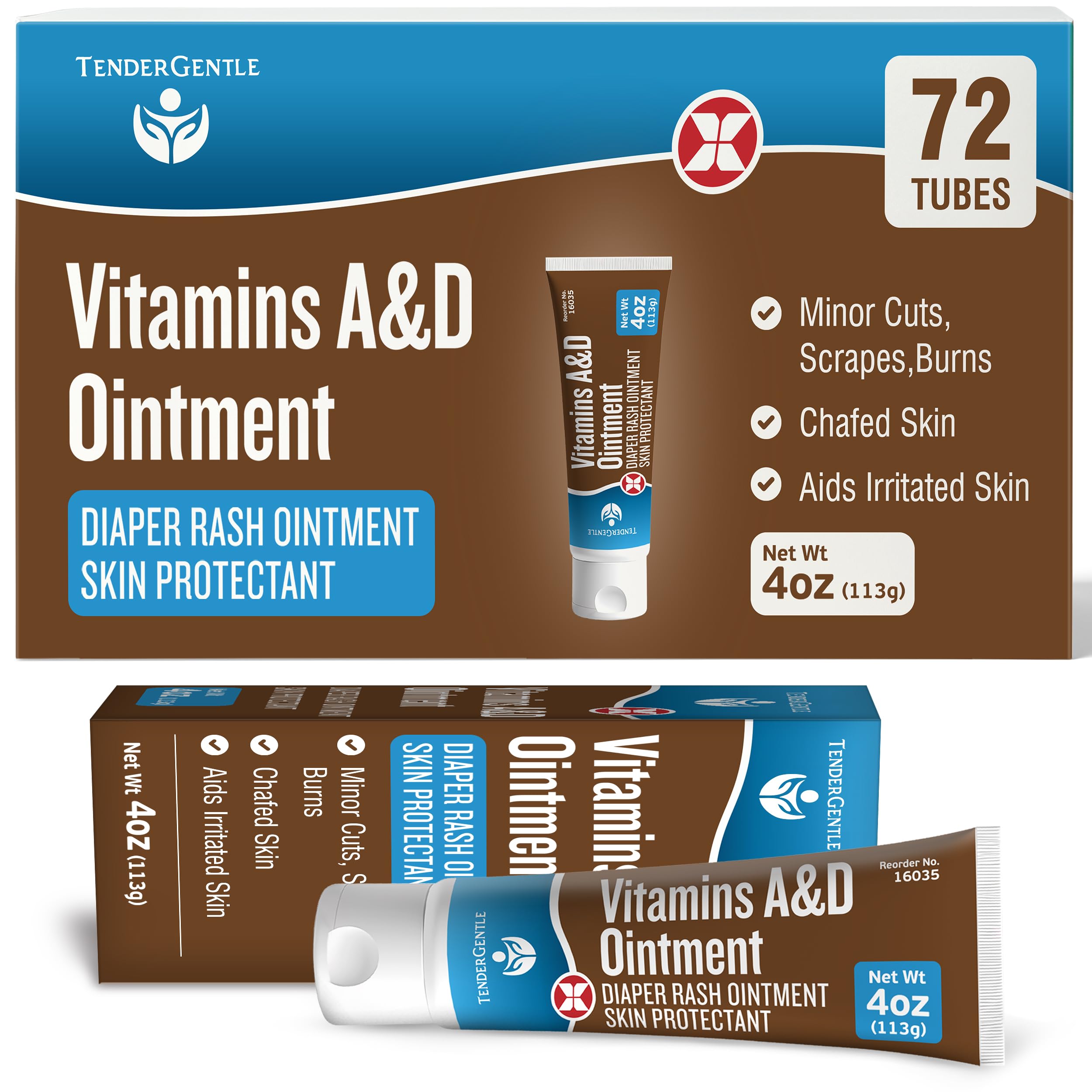 Vitamin A D Ointment for Baby Diaper Rashes - 4 oz Tube Case of 72 - A and