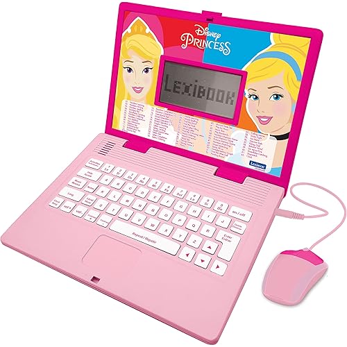 Lexibook, Educational and Bilingual Laptop Spanish/English, Girls Toy with 124 Activities to Learn, Play Games and Music, Pink, JC598DPi2
