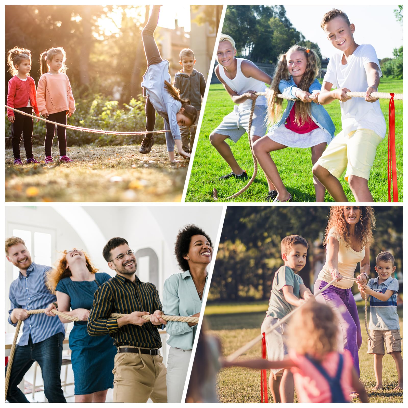NEBURORA 20FT langes Tauziehen-Seil für Kinder und Erwachsene Spiele im Freien Feldtag Familientreffen Sommer draußen Hof, Hinterhof, Rasen, Camping, Picknick, Karneval, Partyspiele, Khaki