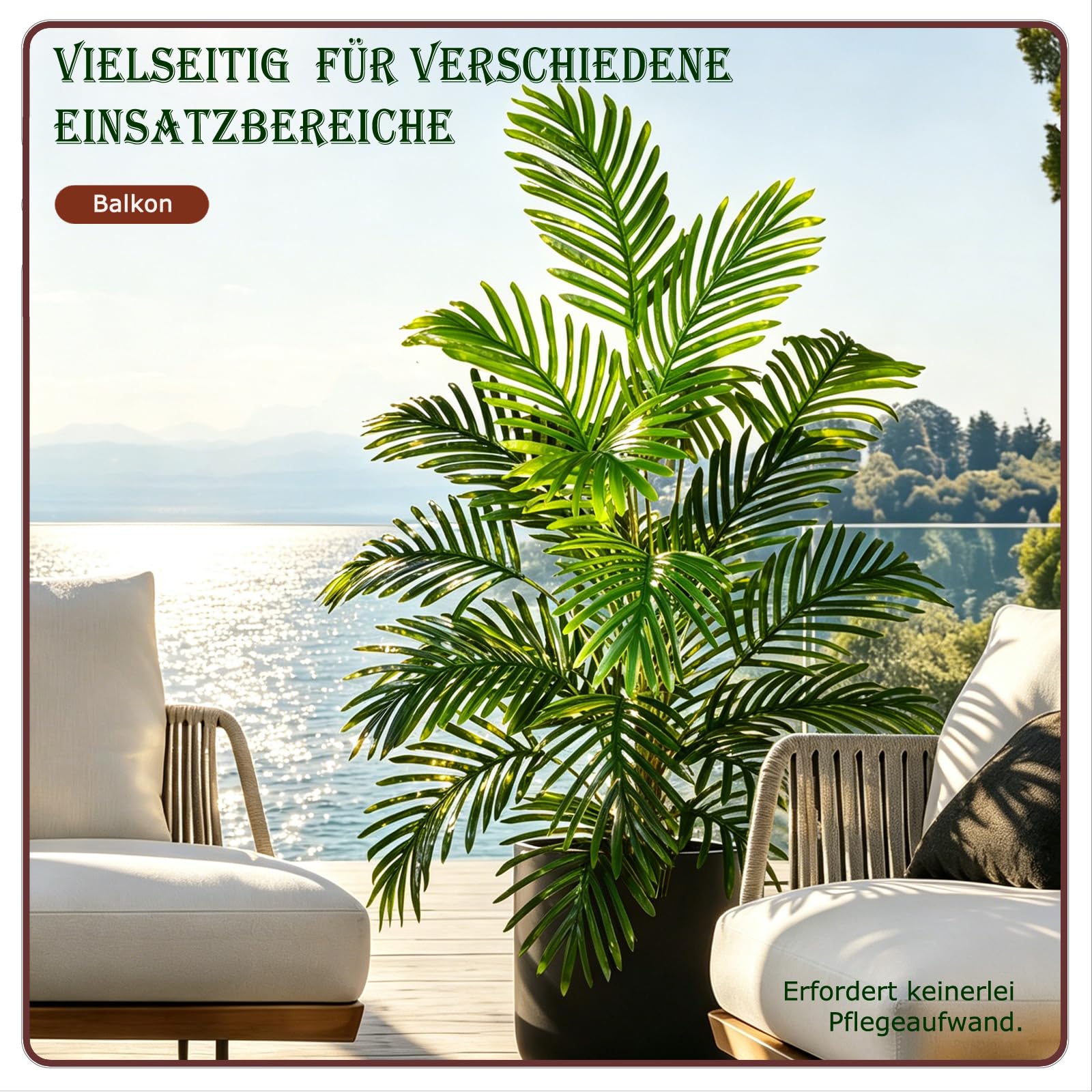 Kunstpflanze Groß Palme Kunstbaum，120cm Hoch 24 Zweige Tropische Aesthetic Deko Schlafzimmer Badezimmer außenbereich Büro Garten Hochzeit Party Deco (Areca Palm-D24-1P, 120x 70 cm)