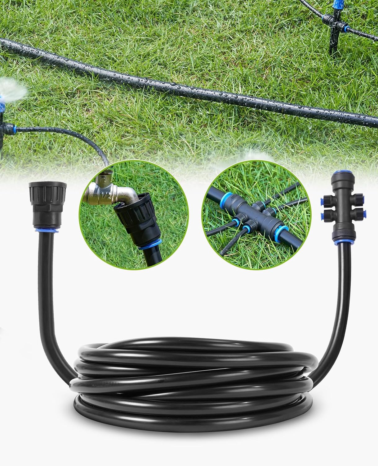 HIRALLY Black 15mm PE Main Hose, 50FT Tubing, New Quick Drip Irrigation Parts, for Drip Irrigation
