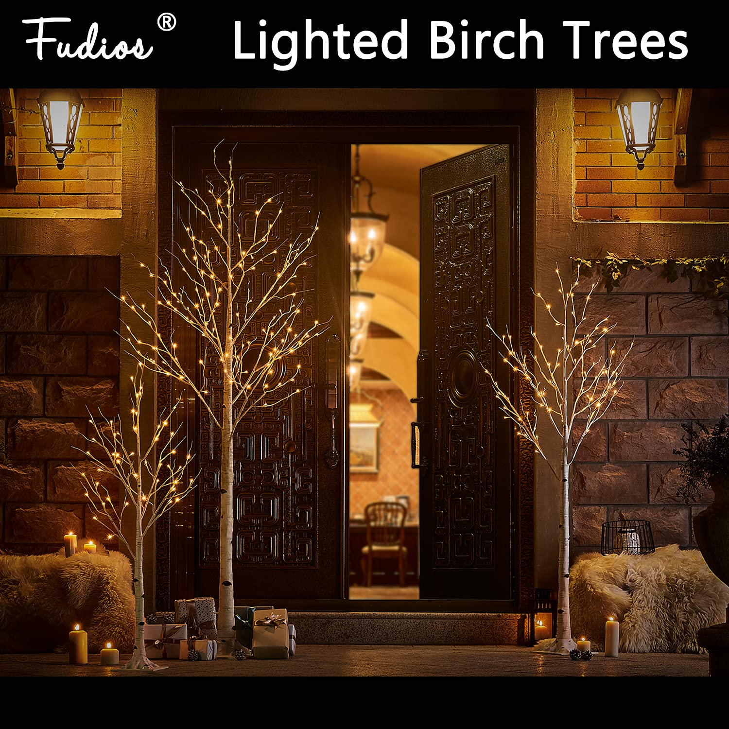Fudios Lighted Birch Trees Plug in 6FT 96 LED for Christmas?Artificial LED Birch Tree with Lights for Home Holiday Decoration Indoor Outdoor Use