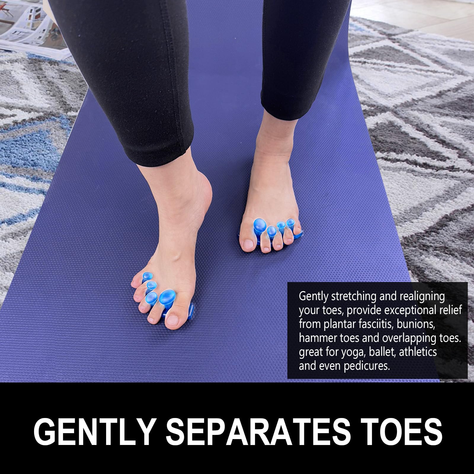 Separadores de dedos y estirador, espaciadores de dedos de gel, corrigen los juanetes y restauran los dedos de los pies a su forma original, para hombres y mujeres, paquete de 3 (1 par