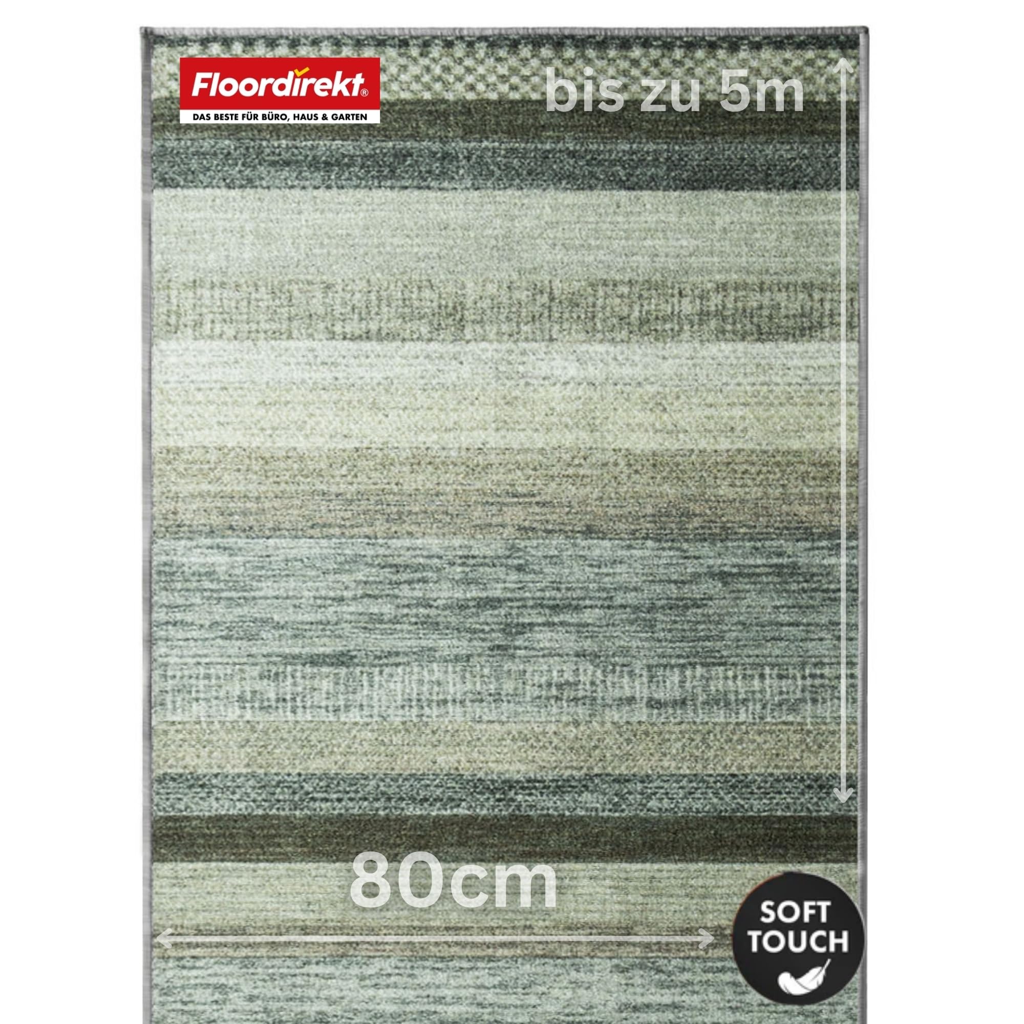 Floordirekt Grey-Anthracite Rug Runner For Kitchen, Hallway & Living Room - Carpet Runner Made To Measure - Sold By The Metre - Hallway Rug - Kitchen Runner - Living Room Rug (80 X 450 Cm, Naxos - Grey Anthracite)