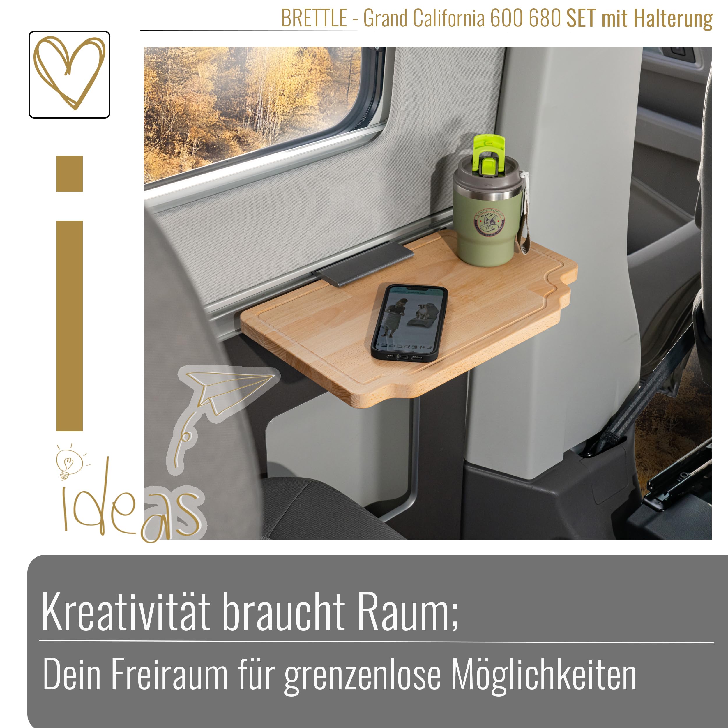 Black Forest Fox Planche à découper pour T5/T6 T6.1 VW California Ocean & Coast Camper Van (Ocean 2 pièces Black Forest Fox Planche à découper pour T5/T6 T6.1 VW California Ocean & Coast Camper Van (Ocean 2 pièces