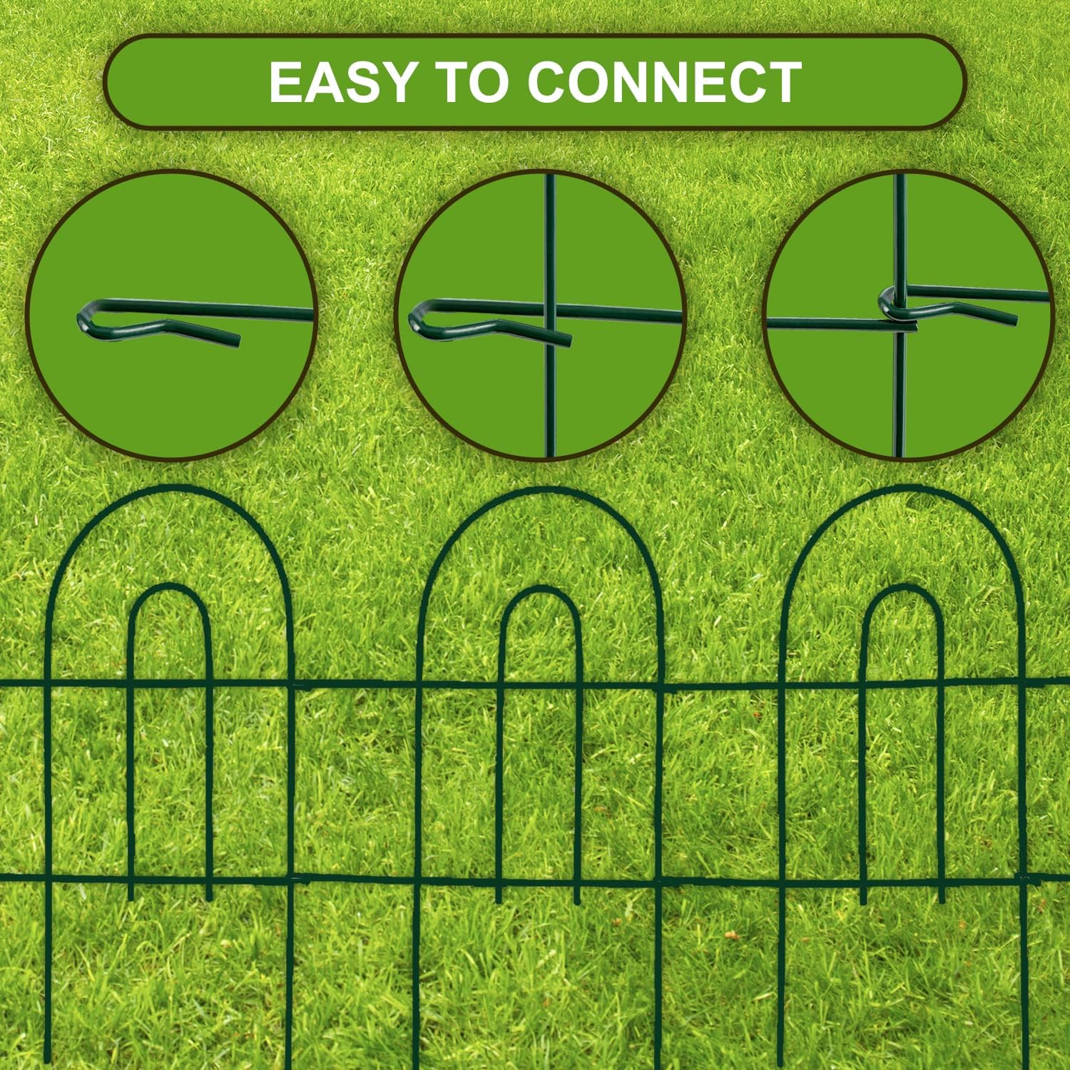 Umien™ Decorative Garden Fence 14 Pack (32in x 20ft) Rustproof Iron Garden Fencing, Animal Barrier, Wire Fence for Yard, Garden Border Edging Flower Fence, Outdoor Fences for Landscaping