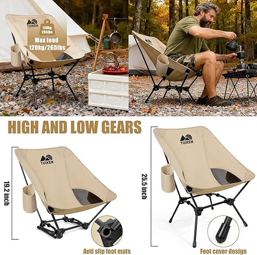 Miniatura 4 de Silla de camping ultraligera, silla de campamento portátil con portavasos y bolsa de almacenamiento, silla plegable compacta ligera para senderismo,