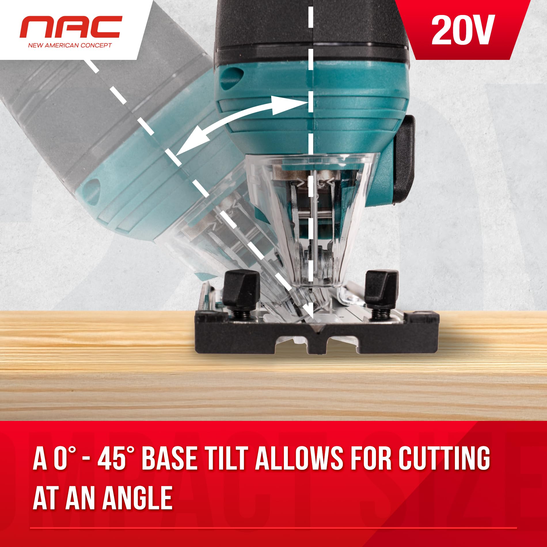 NAC NEW AMERICAN CONCEPT JS-20-LI-ST-20V wyrzynarka akumulatorowa, 420 W, zielona
