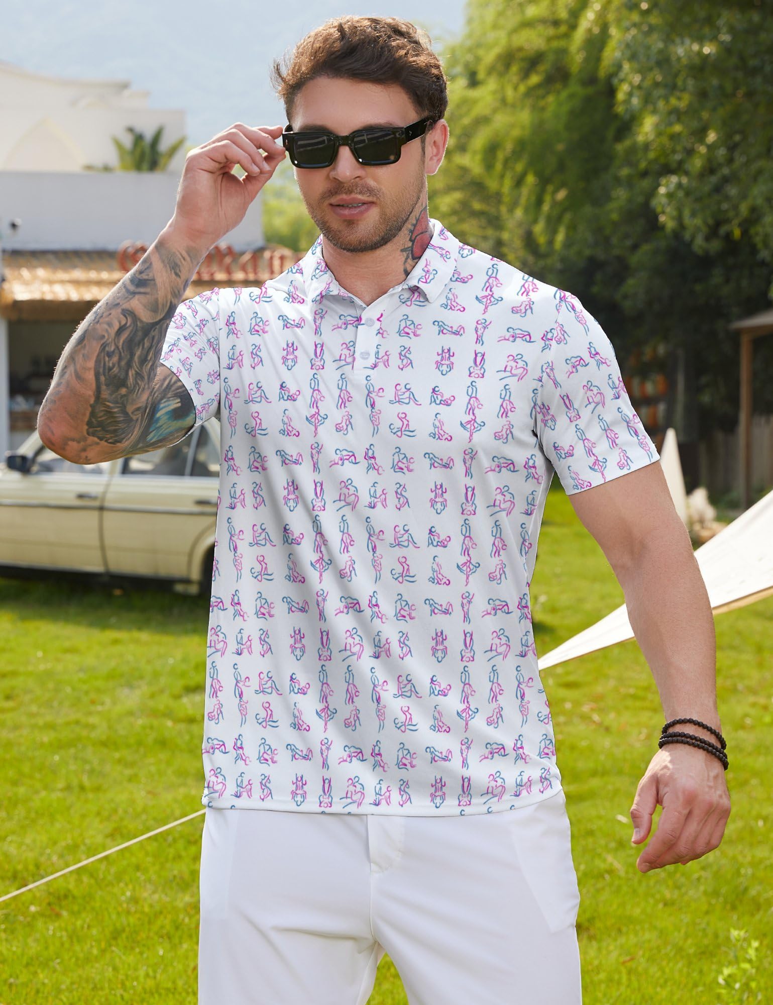 Polo de golf para hombre, estampado divertido, manga corta, camisas de golf de alto rendimiento, polos de golf