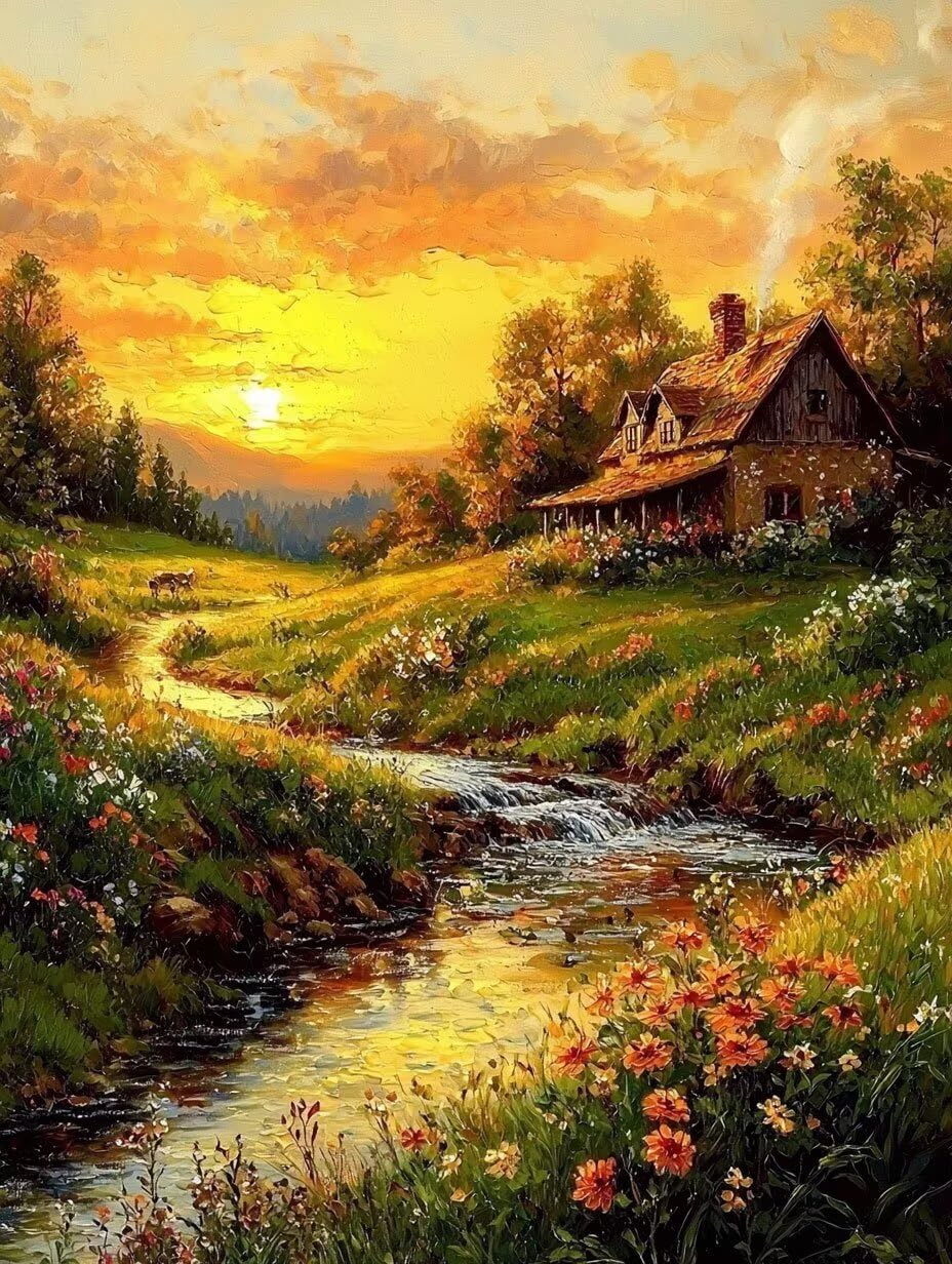 WEISHIWE Dipingere con i Numeri Adulti Paesaggio, 80x100cm s-223 | Paint by Numbers Kit con Pennelli e Acrilico Pigmento, Fai da te Olio La Pittura di Numeri Kit, Decora la Casa, senza Cornice