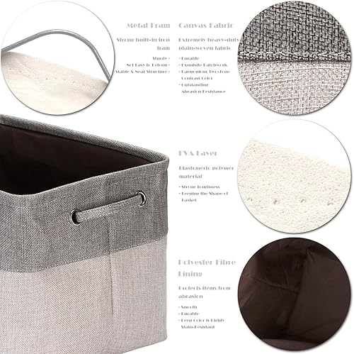 Miniatura 5 de Sea Team Juego de 3 cestas de almacenamiento grandes, organizador de maletero, contenedor de ropa y juguetes, 15 x 10 x 10 pulgadas, caja de estante