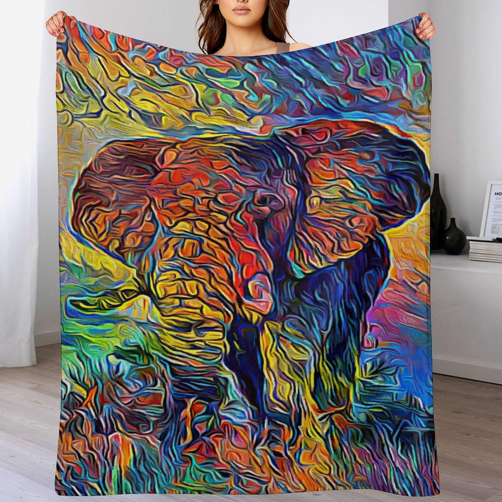 Couverture lit chaude flanelle grand plaid polaire éléphant anti froid