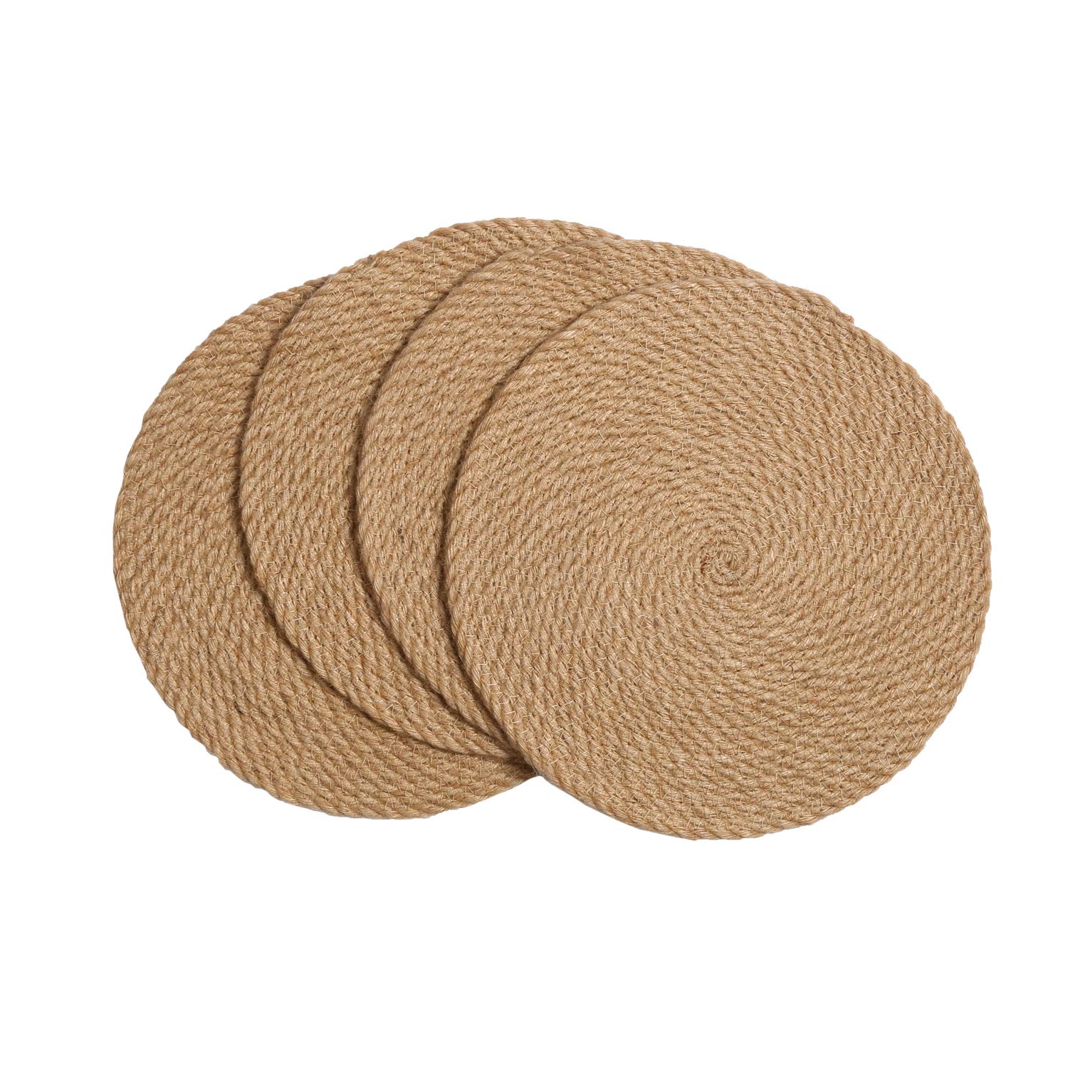 Buy SHACOS Round Braided Placemats Set of 4 Natural Jute Handmade 12