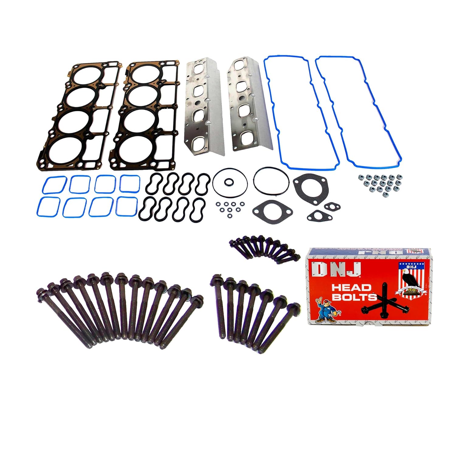 DNJ HGB1163 Cylinder Head Gasket Set with Head Bolt Kit for 2009-2022 Chrysler, Dodge, Jeep, Ram 1500, 1500 Classic, 2500 5.7L V8 16V OHV 345cid