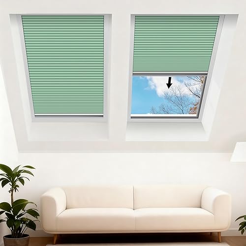 Vista 9 de Skylight Shades Cordless Cellular Blinds 100% Blackout Honeycomb Shade for Ceiling Roof Inclined Plane Room Windows Custom Size Dark Coffee