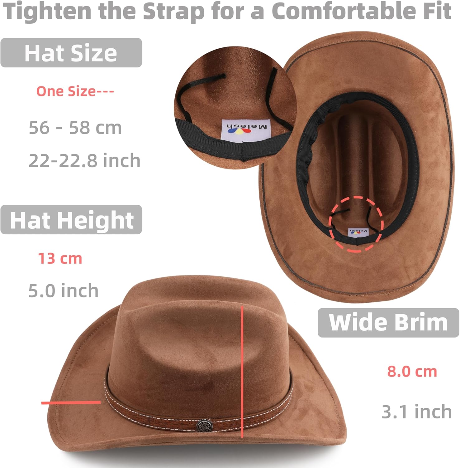 Western Cowboy Hat for Women Men Small Short Wide Brim Beach Cowgirls Cattleman Cowboys Hats - Image 3