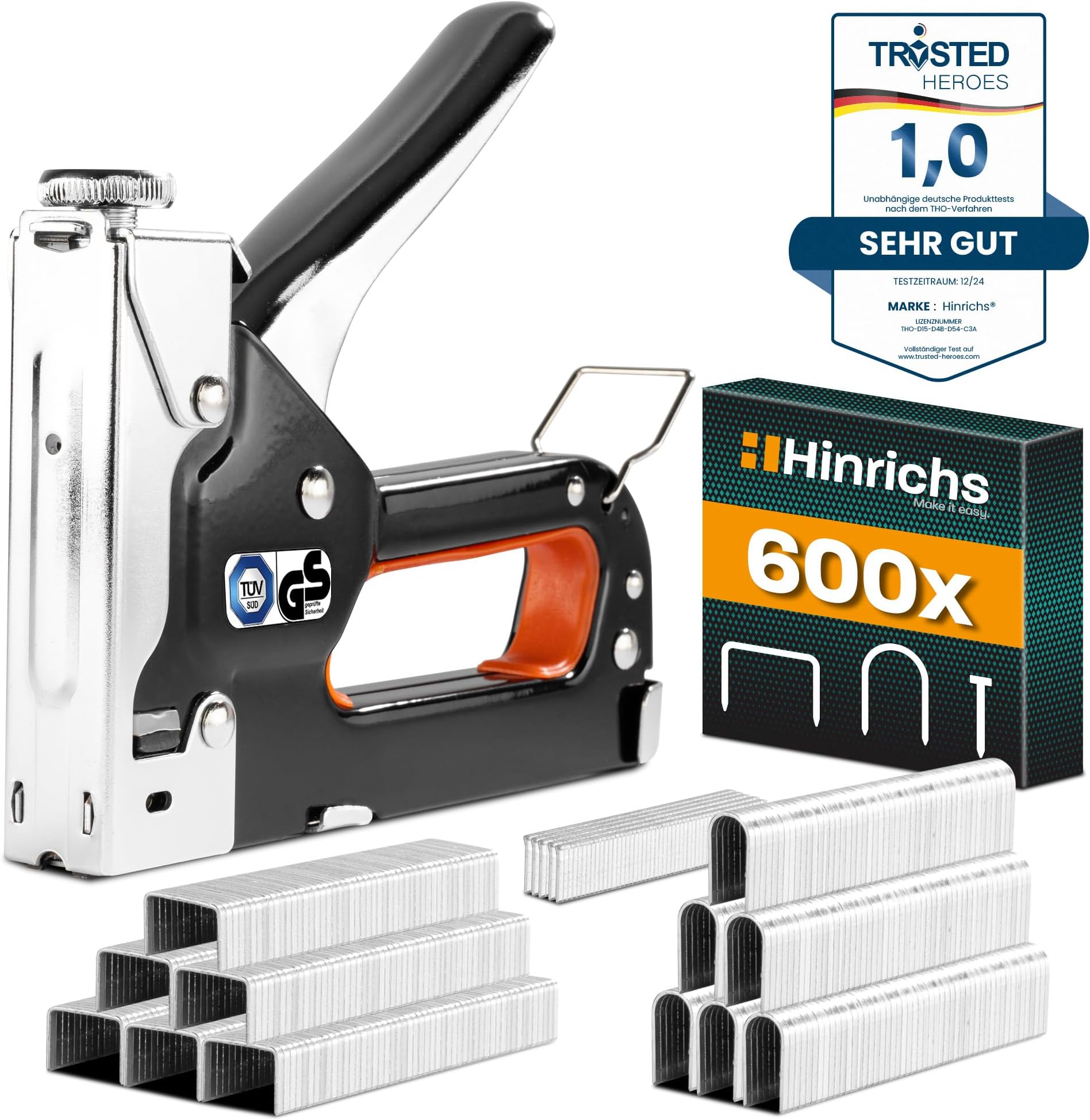 Hinrichs Handtacker Set - 3-in-1 Profi Tacker für Holz - Stofftacker ...