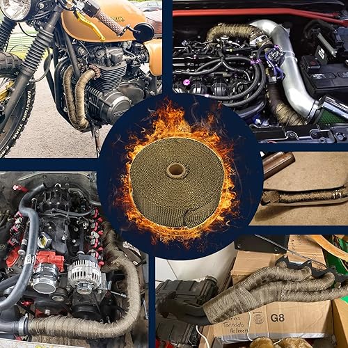 Miniatura 7 de Superfastracing Rollo de 2 rollos de 2 pulgadas y 50 pies de titanio lava, basalto, para tubo de cabezal de colector de motocicleta, cinta de